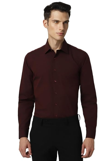 Marron- Cotton Solid Shirts For Men