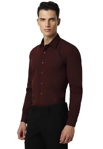 Marron- Cotton Solid Shirts For Men