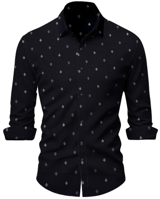 Men Slim Fit Printed Spread Collar Casual Shirt