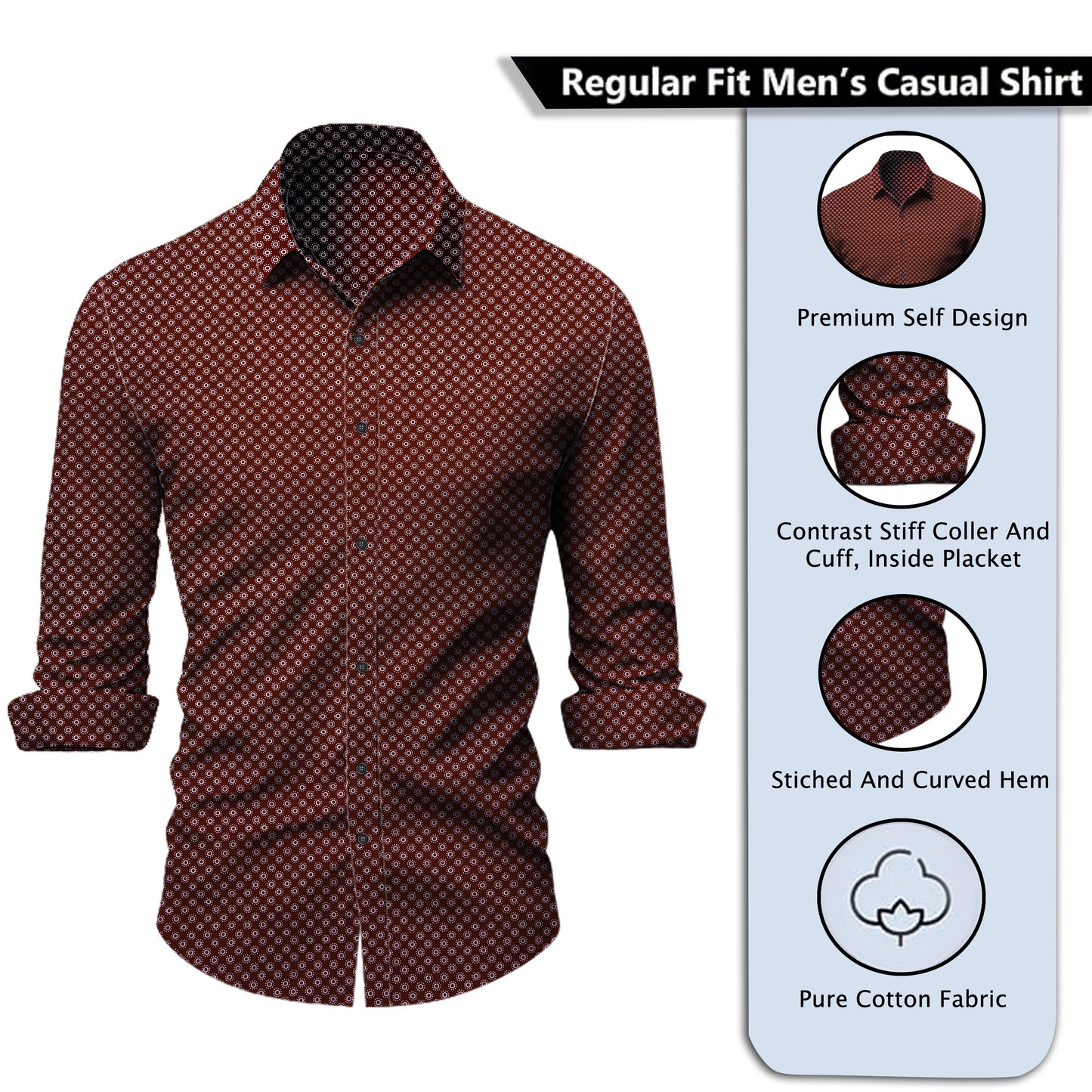 Marron Premium Printed Casual Shirt