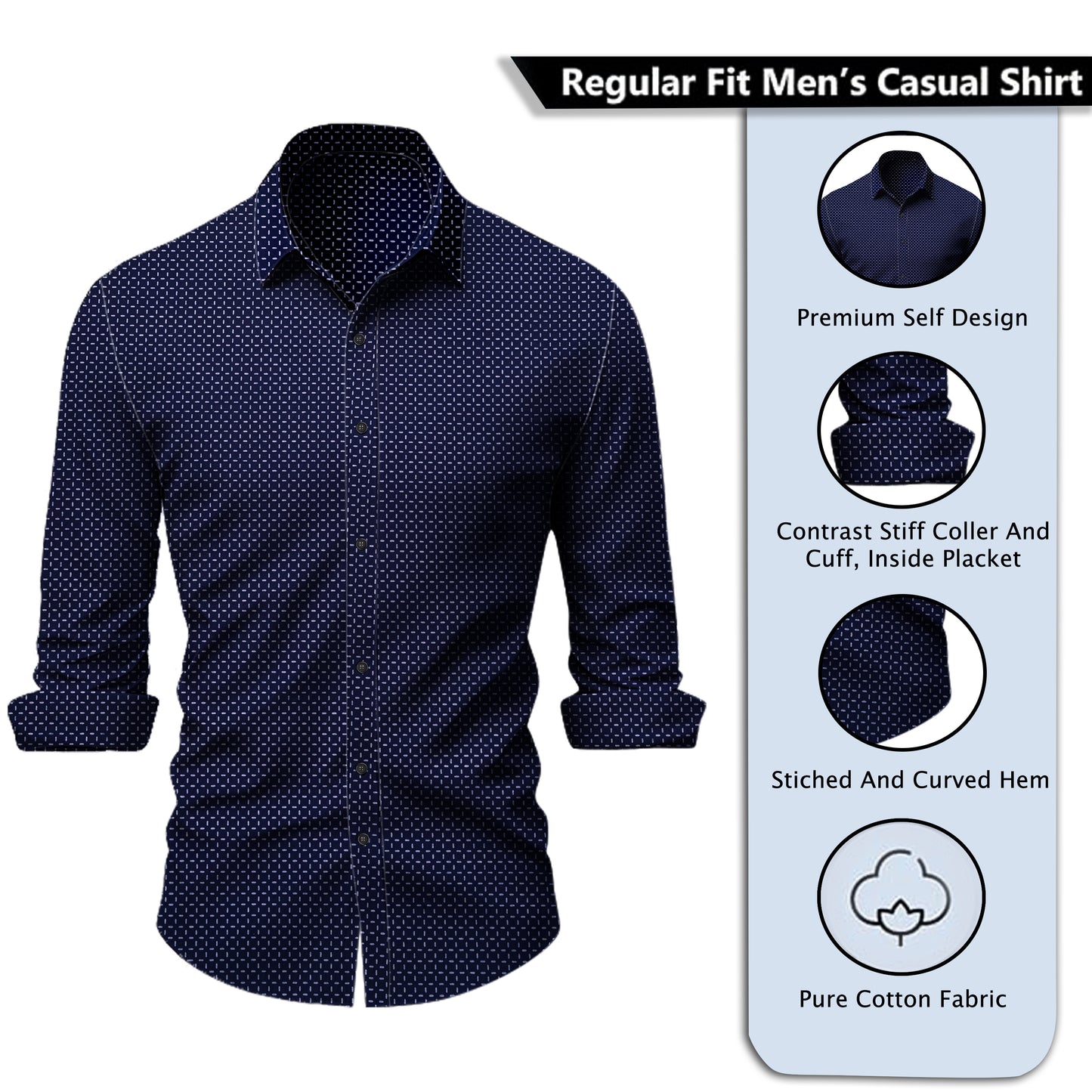 Men Slim Fit Micro Disy Printed Pure Cotton Casual Shirt