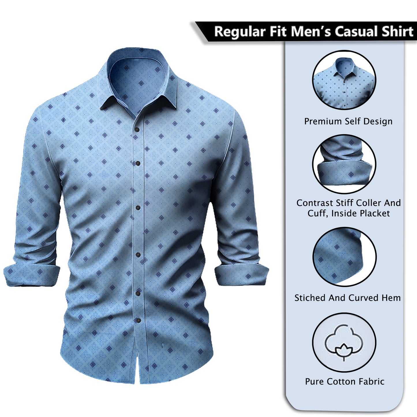 CAROLINA BLUE DOBBY TEXTURED PREMIUM GIZA COTTON SHIRT