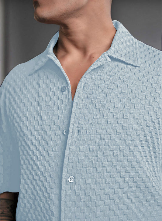 Gratifying Sky Blue Seersucker Shirt