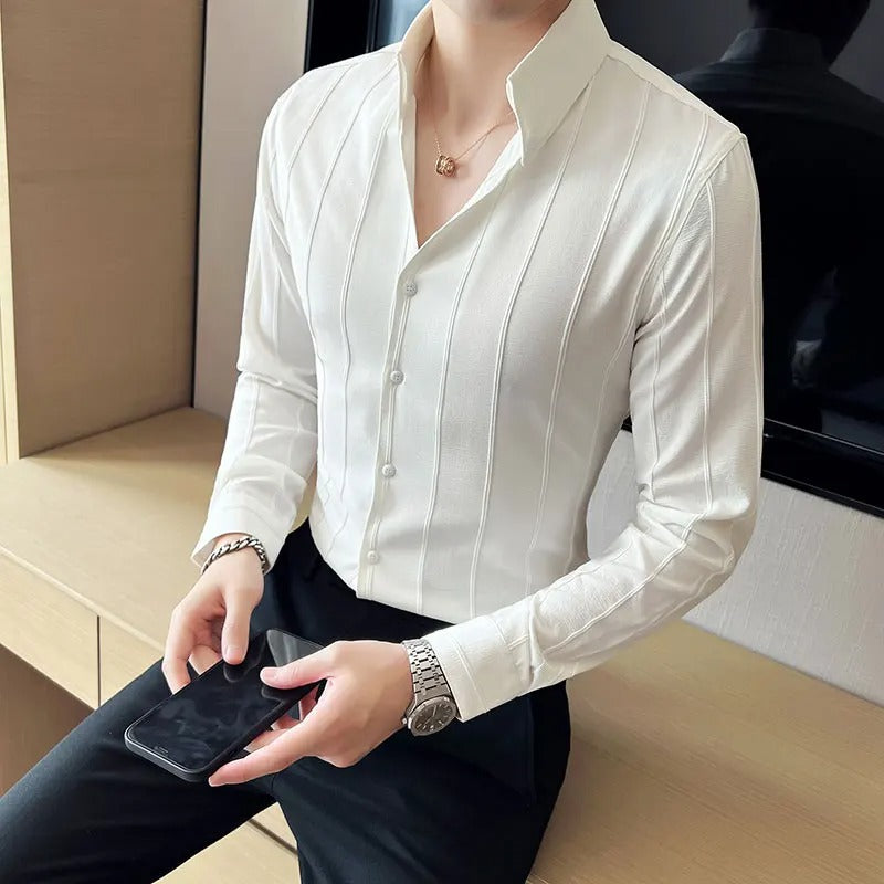 Dazzling White Striped Premium Shirt