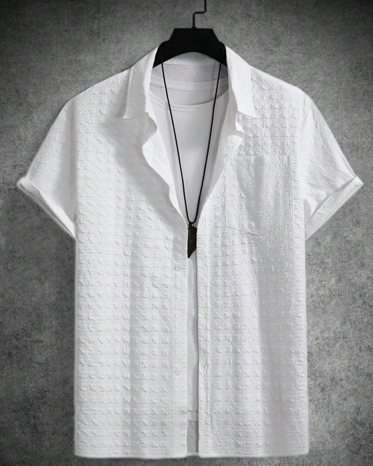 Outstanding White Seersucker Half Sleeve Shirt