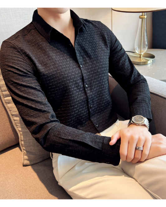 Black Check Textured Premium Shirt